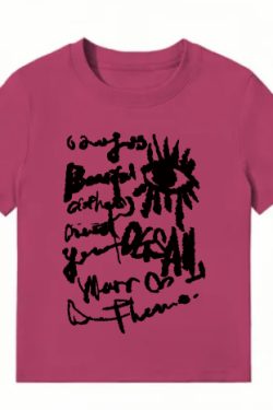 American Style Slim-Fit Short T-Shirt for Women - Summer Graffiti Print, Stretchy, Flattering Shoulder Top