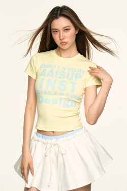 American-Style Spicy Girl Round Neck Short Sleeve T-Shirt for Women - 2025 Summer Letter Print Casual Top