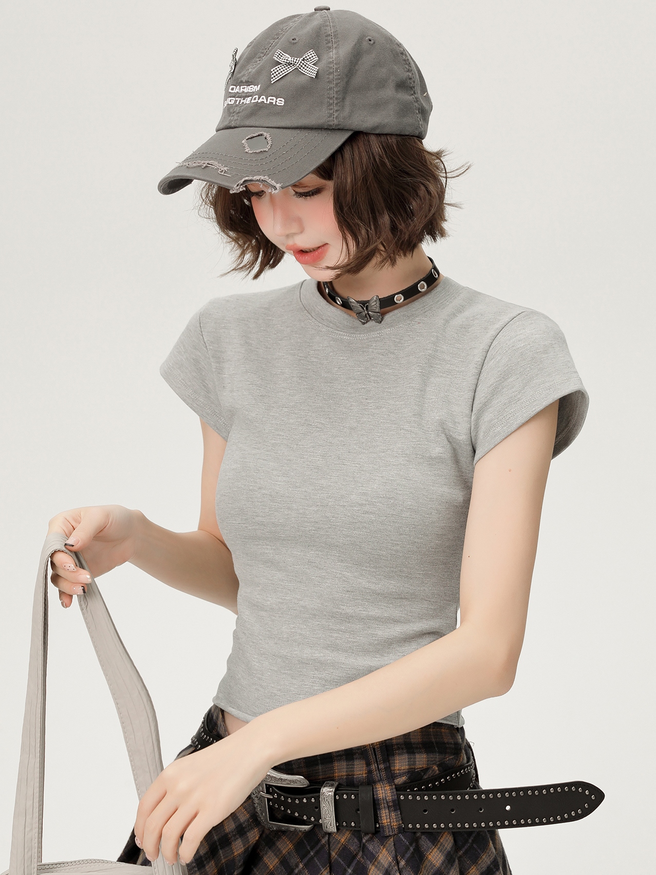 American-Style Spicy Girl Short Sleeve T-Shirt for Women - Summer Basic Round Neck Slim Fit Solid Color Top American-Style Spicy Girl Short Sleeve T-Shirt for Women - Summer Basic Round Neck Slim Fit Solid Color Top