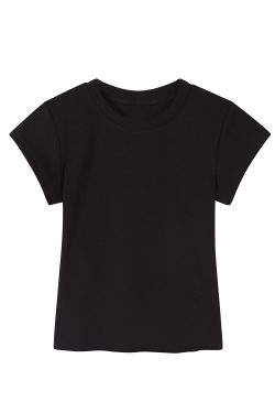 American-Style Spicy Girl Short Sleeve T-Shirt for Women - Summer Basic Round Neck Slim Fit Solid Color Top