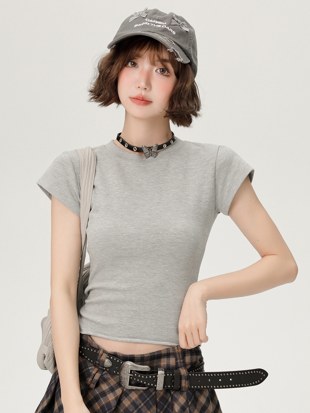 American-Style Spicy Girl Short Sleeve T-Shirt for Women - Summer Basic Round Neck Slim Fit Solid Color Top American-Style Spicy Girl Short Sleeve T-Shirt for Women - Summer Basic Round Neck Slim Fit Solid Color Top