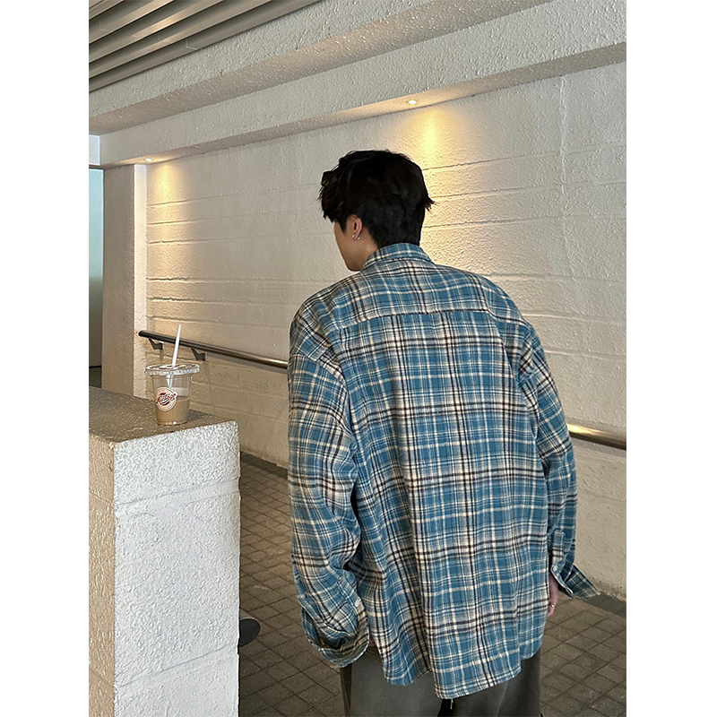 American Vintage Brushed Plaid Long Sleeve Shirt for Men & Women - Casual Loose Fit Unisex Jacket for Spring & Autumn Trends American Vintage Brushed Plaid Long Sleeve Shirt for Men & Women - Casual Loose Fit Unisex Jacket for Spring & Autumn Trends