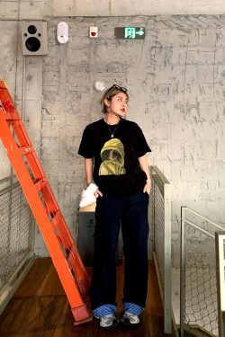 American Vintage Dark Blue Wide-Leg Jeans for Women - Loose Slim Straight Fit - 2025 Spring Fashion