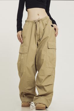 American Vintage Khaki Loose Straight Leg Casual Work Pants for Men and Women - Summer Wide Leg Slightly Flared 90s Style