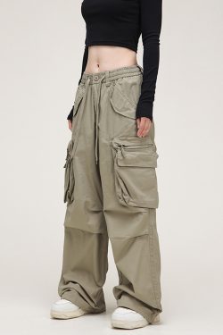 American Vintage Lace-Up Stacked Cargo Pants for Men and Women | Unisex Straight Casual Style | Trendy 90s Inspired Fashion