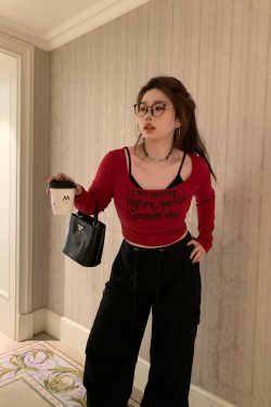 American Vintage Printed Short Sleeve T-Shirt - Slightly Chubby Cool Sniper Layered Top for 90s Y2K Style