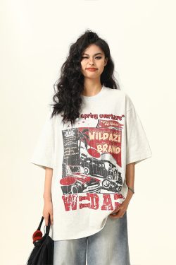 American Vintage Short Sleeve T-Shirt for Men and Women, Trendy Niche Print, 2025 Summer Style, Casual 90s Inspired Tee