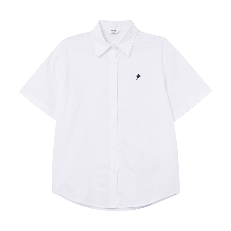 Angel Embroidery Short Sleeve Shirt for Women - Loose Slim Fit Summer Tee in Small Size, Trendy 2025 Style Angel Embroidery Short Sleeve Shirt for Women - Loose Slim Fit Summer Tee in Small Size, Trendy 2025 Style