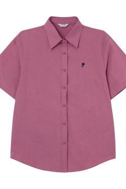 Angel Embroidery Short Sleeve Shirt for Women - Loose Slim Fit Summer Tee in Small Size, Trendy 2025 Style