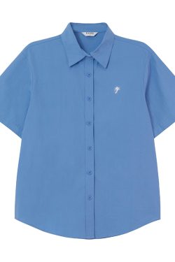 Angel Embroidery Short Sleeve Shirt for Women - Loose Slim Fit Summer Tee in Small Size, Trendy 2025 Style