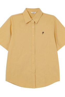 Angel Embroidery Short Sleeve Shirt for Women - Loose Slim Fit Summer Tee in Small Size, Trendy 2025 Style