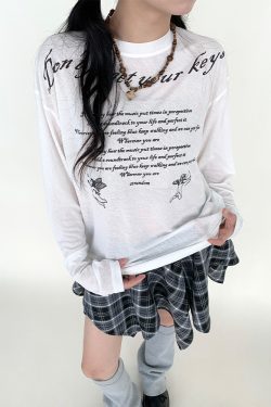 Angel Print Sheer Cover-Up Top - Lightweight Long Sleeve, Loose Fit, Early Autumn Fashion, Perfect for Layering, Trendy Casual Style