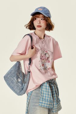 Animal Cartoon Print Round Neck Short Sleeve T-Shirt for Women - Summer Loose Slim Fit Top