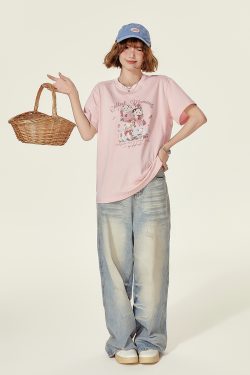 Animal Cartoon Print Round Neck Short Sleeve T-Shirt for Women - Summer Loose Slim Fit Top