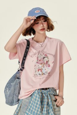 Animal Cartoon Print Round Neck Short Sleeve T-Shirt for Women - Summer Loose Slim Fit Top