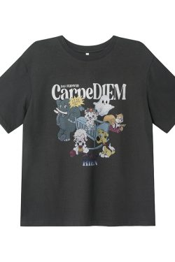 Animal Party Printed Short Sleeve T-shirt for Women, Spring 2025 Loose Fit, Casual Tee, Fun Graphic Top, Y2K Style Fashion.