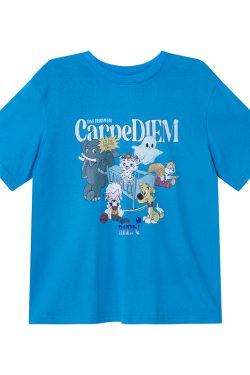 Animal Party Printed Short Sleeve T-shirt for Women, Spring 2025 Loose Fit, Casual Tee, Fun Graphic Top, Y2K Style Fashion.