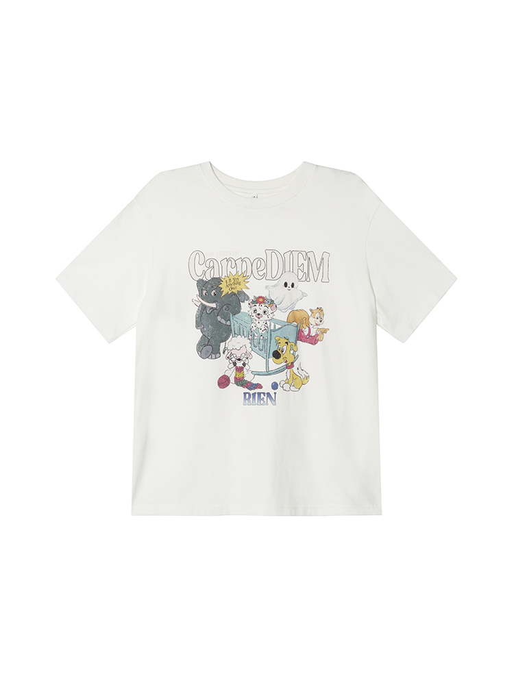 Animal Party Printed Short Sleeve T-shirt for Women, Spring 2025 Loose Fit, Casual Tee, Fun Graphic Top, Y2K Style Fashion. Animal Party Printed Short Sleeve T-shirt for Women, Spring 2025 Loose Fit, Casual Tee, Fun Graphic Top, Y2K Style Fashion.