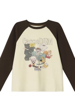 Animal Party Printed Short Sleeve T-shirt for Women, Spring 2025 Loose Fit, Casual Tee, Fun Graphic Top, Y2K Style Fashion.