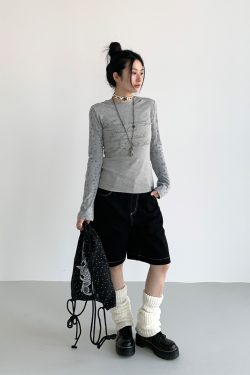 Anime-Style Black Loose Straight Low-Waist Five-Point Shorts for Casual Streetwear, Y2K Aesthetic