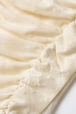 Apricot Gradient Off-Shoulder Top for Women with Flowing Ribbons, Slim Fit Short Sleeves - Summer Fashion Essential