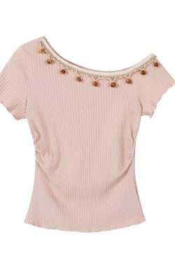 Apricot Off-Shoulder Top for Women - Summer 2025 Short-Sleeve Blouse, Casual OOTD, Vacation Essential, Trendy Fashion Piece