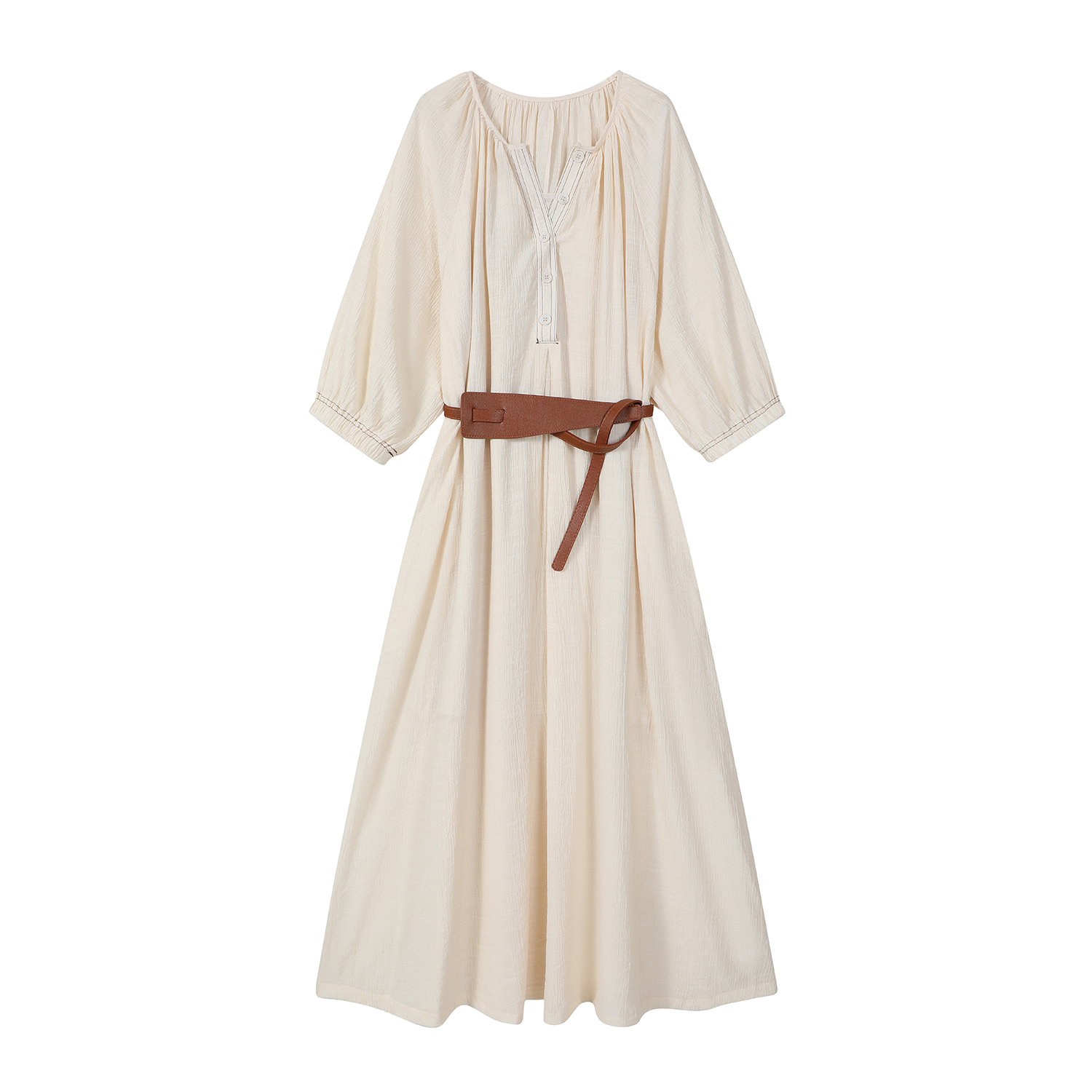 Apricot V-Neck Dress with Waist-Cinching Design, French Style Long Skirt for Beach Vacation, Slimming Effect, Summer Fashion Apricot V-Neck Dress with Waist-Cinching Design, French Style Long Skirt for Beach Vacation, Slimming Effect, Summer Fashion