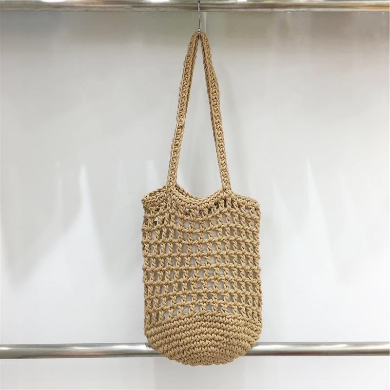 Artistic Forest Style Woven Bucket Tote Bag – Hollow Fishing Net Design, Korean Wind Ins Shoulder Bag for Vacation Artistic Forest Style Woven Bucket Tote Bag – Hollow Fishing Net Design, Korean Wind Ins Shoulder Bag for Vacation
