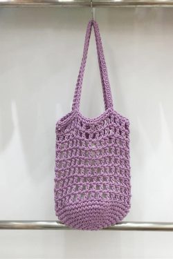 Artistic Forest Style Woven Bucket Tote Bag – Hollow Fishing Net Design, Korean Wind Ins Shoulder Bag for Vacation