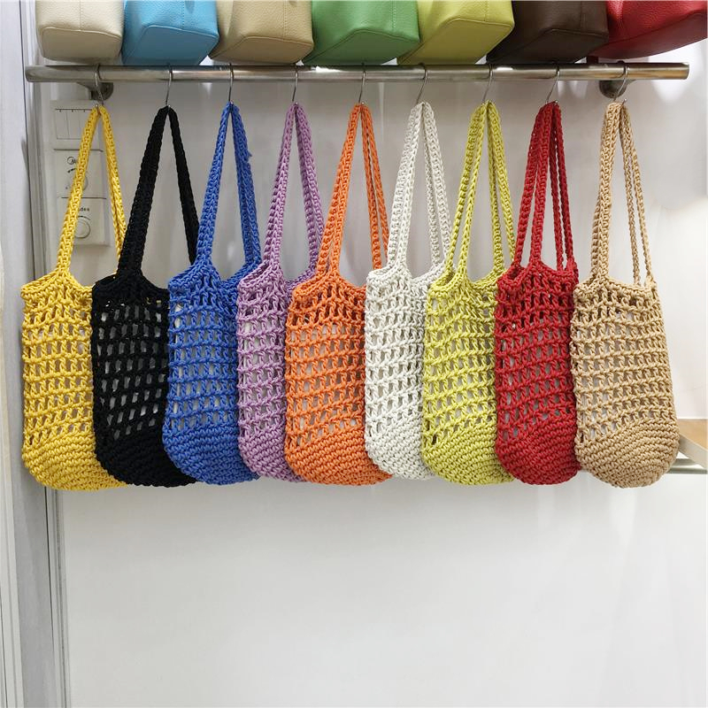 Artistic Forest Style Woven Bucket Tote Bag – Hollow Fishing Net Design, Korean Wind Ins Shoulder Bag for Vacation Artistic Forest Style Woven Bucket Tote Bag – Hollow Fishing Net Design, Korean Wind Ins Shoulder Bag for Vacation
