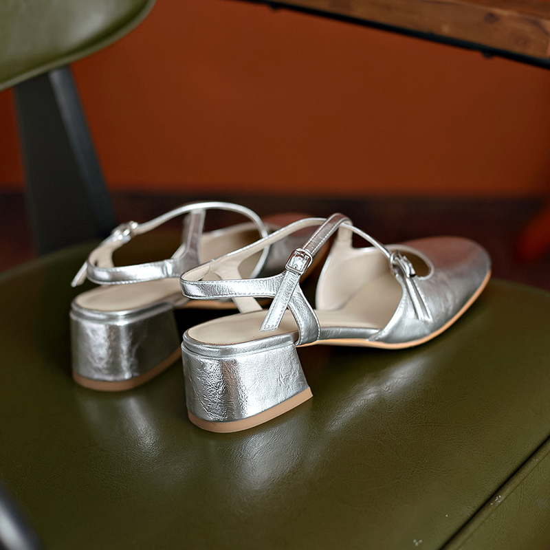 Artistic Genuine Leather Mary Jane Sandals for Women - Sweet Cross Strap, Square Toe, Chunky Heel, Perfect for 90s and Y2K Style Artistic Genuine Leather Mary Jane Sandals for Women - Sweet Cross Strap, Square Toe, Chunky Heel, Perfect for 90s and Y2K Style