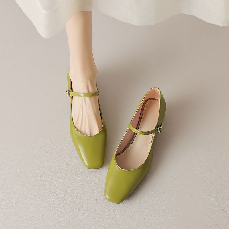 Artistic Genuine Leather Mary Jane Shoes for Women - Square Toe, Medium Heeled, French Style, Perfect for Commuting Artistic Genuine Leather Mary Jane Shoes for Women - Square Toe, Medium Heeled, French Style, Perfect for Commuting