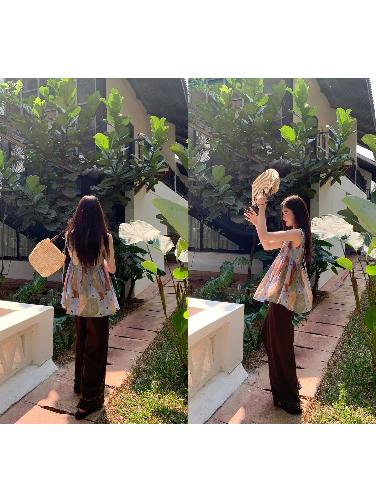 Artistic Printed Sleeveless Top with Shoulder Ties for Women - Casual Summer Beach Top, Perfect for Vacation Style Artistic Printed Sleeveless Top with Shoulder Ties for Women - Casual Summer Beach Top, Perfect for Vacation Style