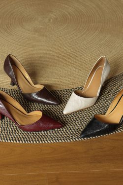 Artistic Retro Genuine Leather High Heels for Women - Pointed Toe, Shallow Mouth, Thin Commuting Shoes, French Style