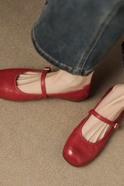 Artistic Retro One-Word Belt, Slim Spring Fashion Chinese-Style Flat Shoes for Women, Sweet Gentle Design