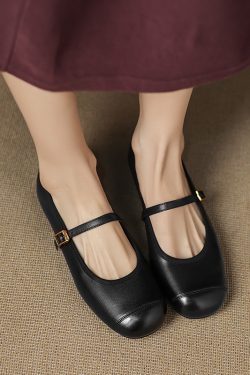 Artistic Retro One-Word Belt, Slim Spring Fashion Chinese-Style Flat Shoes for Women, Sweet Gentle Design