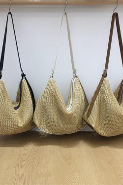 Artistic Straw Woven Bag - Niche Design Casual Crossbody Tote for Vacation & Everyday Use - Stylish Summer Accessory