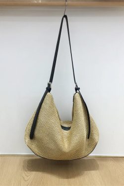 Artistic Straw Woven Bag - Niche Design Casual Crossbody Tote for Vacation & Everyday Use - Stylish Summer Accessory