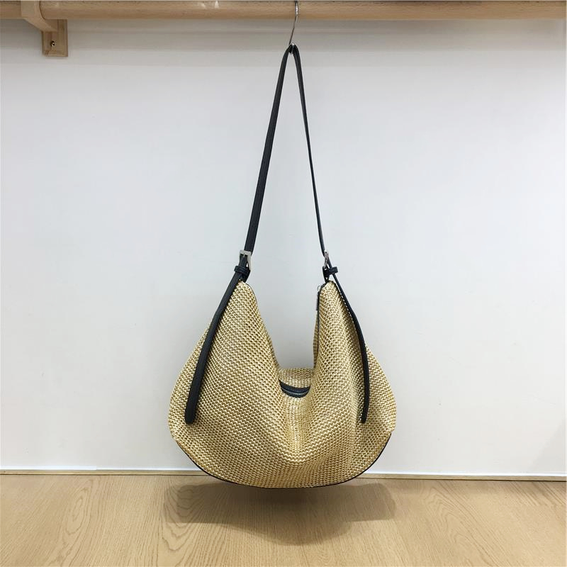 Artistic Straw Woven Bag - Niche Design Casual Crossbody Tote for Vacation & Everyday Use - Stylish Summer Accessory Artistic Straw Woven Bag - Niche Design Casual Crossbody Tote for Vacation & Everyday Use - Stylish Summer Accessory