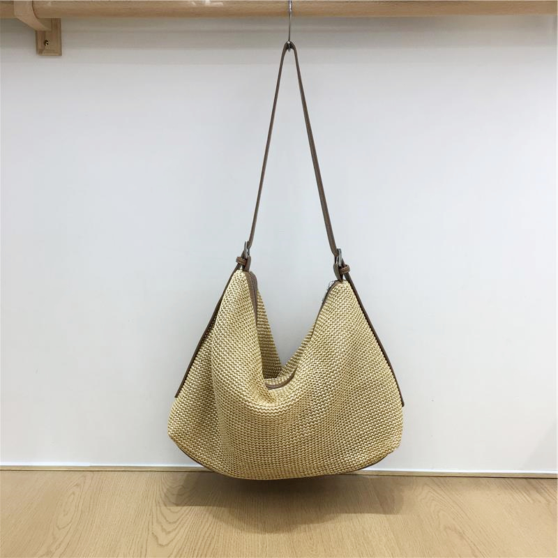 Artistic Straw Woven Bag - Niche Design Casual Crossbody Tote for Vacation & Everyday Use - Stylish Summer Accessory Artistic Straw Woven Bag - Niche Design Casual Crossbody Tote for Vacation & Everyday Use - Stylish Summer Accessory