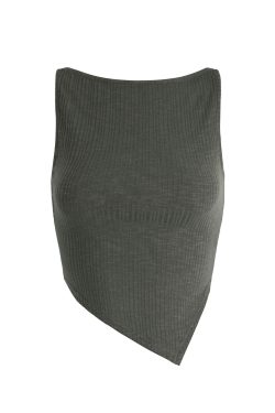 Asymmetrical Fitted Strap Knit Top with Micro透字领 - Trendy Y2K Style for Stylish Layering and Modern Looks