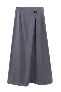 Asymmetrical Irregular Half Skirt with Back Slit - High-Waisted Slimming Button Wrap Midi Skirt for Women - Spring/Summer Fashion 2025