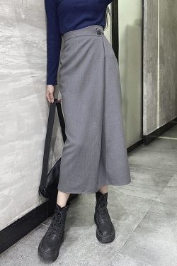 Asymmetrical Irregular Half Skirt with Back Slit - High-Waisted Slimming Button Wrap Midi Skirt for Women - Spring/Summer Fashion 2025