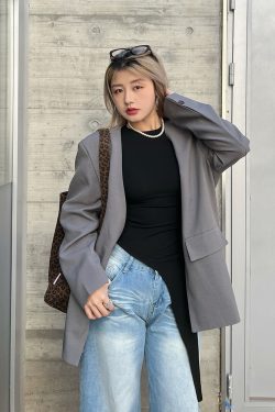 Asymmetrical Long Sleeve T-Shirt for Women - Minimalist Korean Style Slim Fit Top - Fashionable Spring 2025 Design