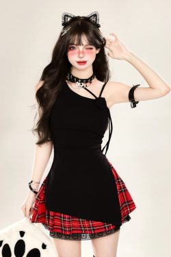 Asymmetrical Off-Shoulder Sleeveless T-Shirt for Women - Irregular Red Slim Fit Top, Y2K Summer Style