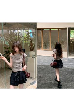 Asymmetrical Shoulder Digital Print T-Shirt for Women - Summer 2025 Slim Fit Elegant Top, Trendy 90s Style