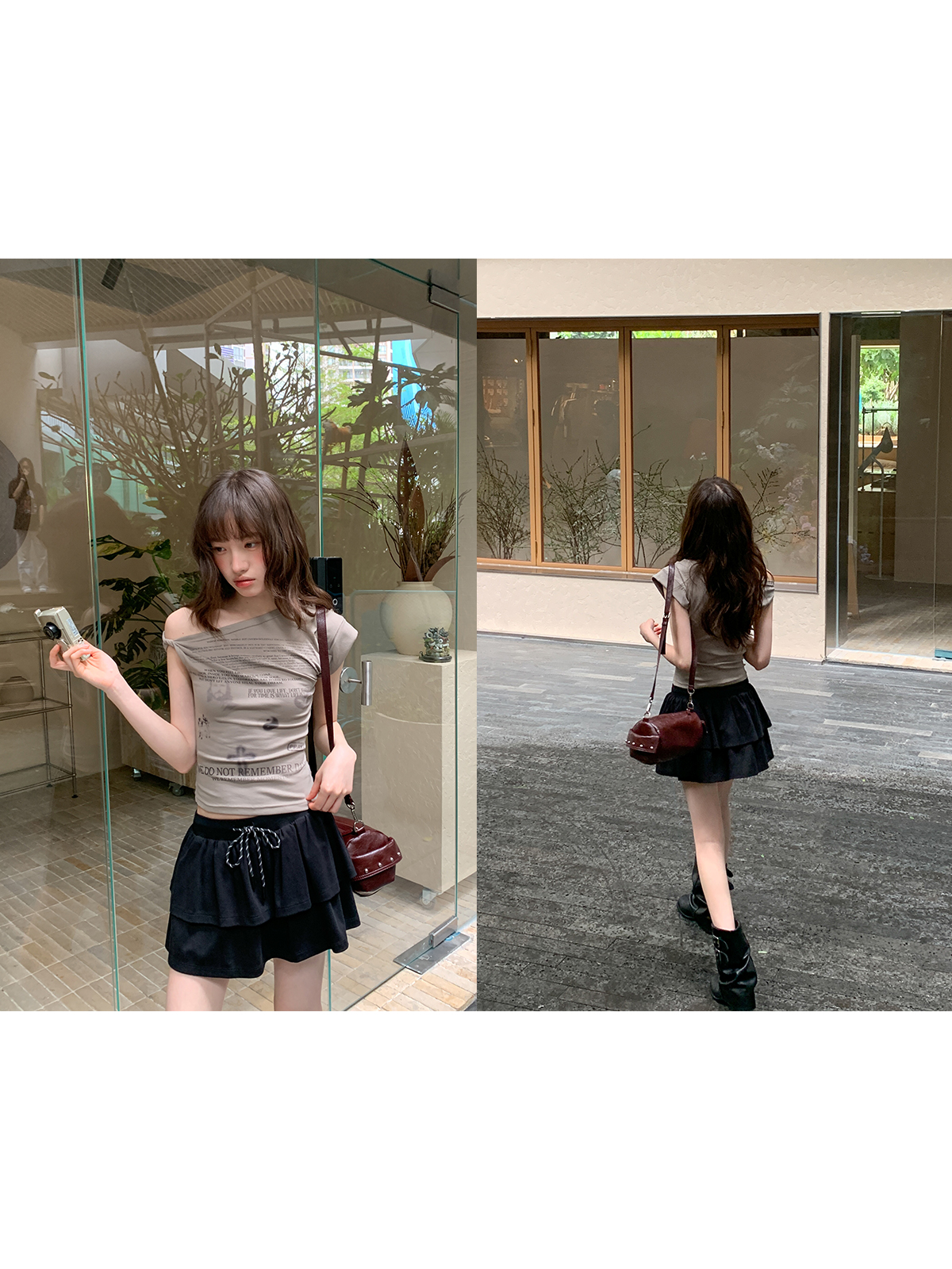 Asymmetrical Shoulder Digital Print T-Shirt for Women - Summer 2025 Slim Fit Elegant Top, Trendy 90s Style Asymmetrical Shoulder Digital Print T-Shirt for Women - Summer 2025 Slim Fit Elegant Top, Trendy 90s Style