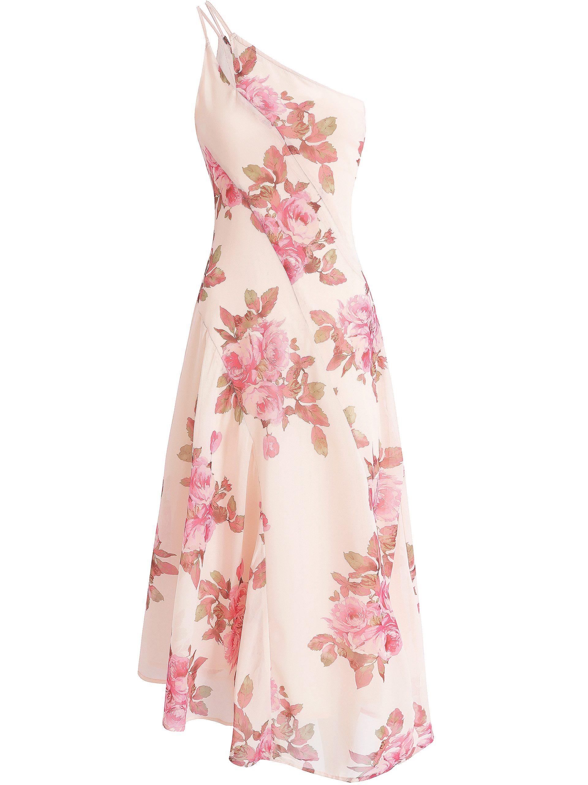 Asymmetrical Shoulder Strap Printed Dress for Women - 2025 Summer Vacation Style, Trendy Long Skirt, Chic French Design Asymmetrical Shoulder Strap Printed Dress for Women - 2025 Summer Vacation Style, Trendy Long Skirt, Chic French Design