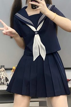 Authentic Black Indigo Three-Volume Unruly Sailor Suit Set - Camellia & Book JK Uniform, Basic Version, Korean Style Middle School Outfit