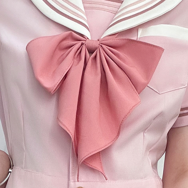 Authentic Bowtie College Style Pudding Bear JK Uniform Dress for Summer - Cute Japanese Fashion, Y2K Aesthetic, Machida Design Authentic Bowtie College Style Pudding Bear JK Uniform Dress for Summer - Cute Japanese Fashion, Y2K Aesthetic, Machida Design